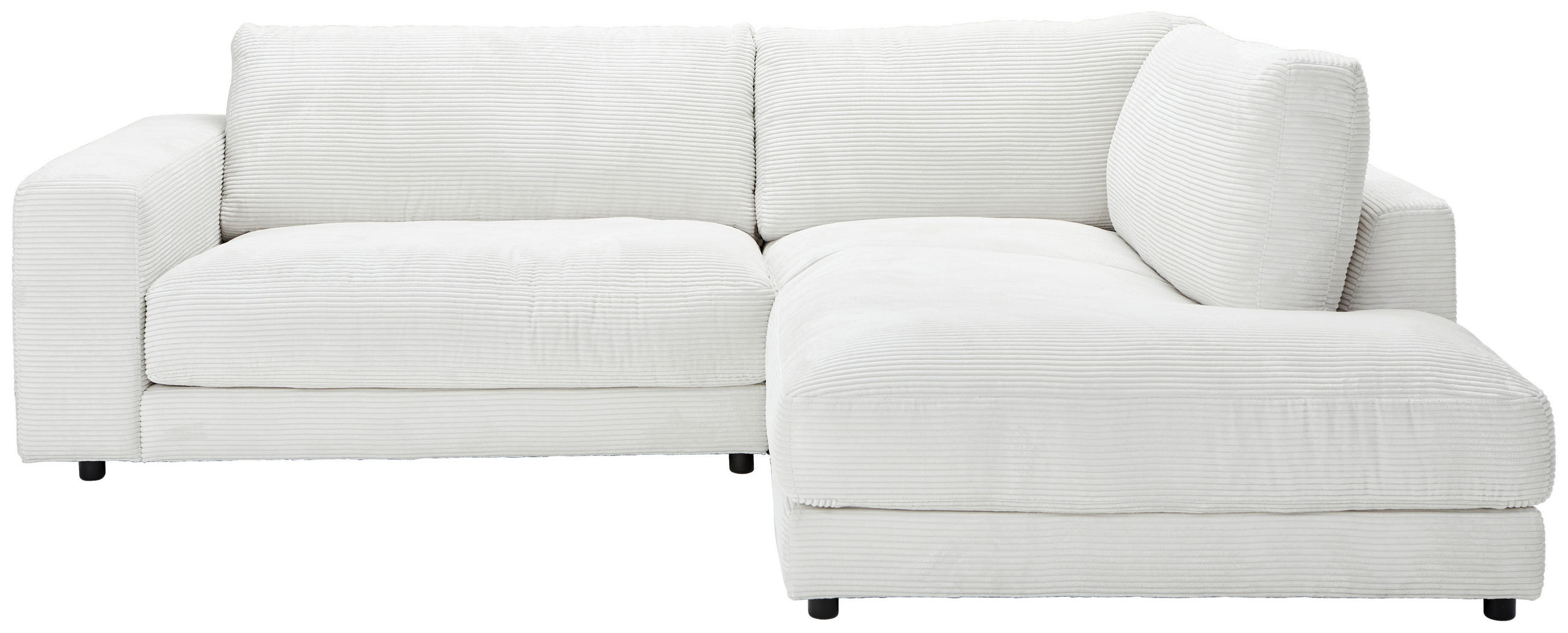 ECKSOFA in Cord Weiss  - Weiss/Schwarz, Design, Kunststoff/Textil (265/224cm) - Hom`in