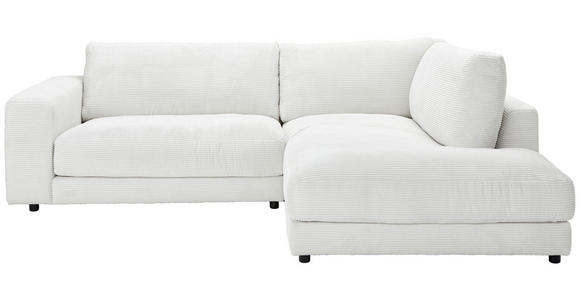 ECKSOFA in Cord Weiß  265/224 cm  - Schwarz/Weiß, Design, Kunststoff/Textil (265/224cm) - Hom`in
