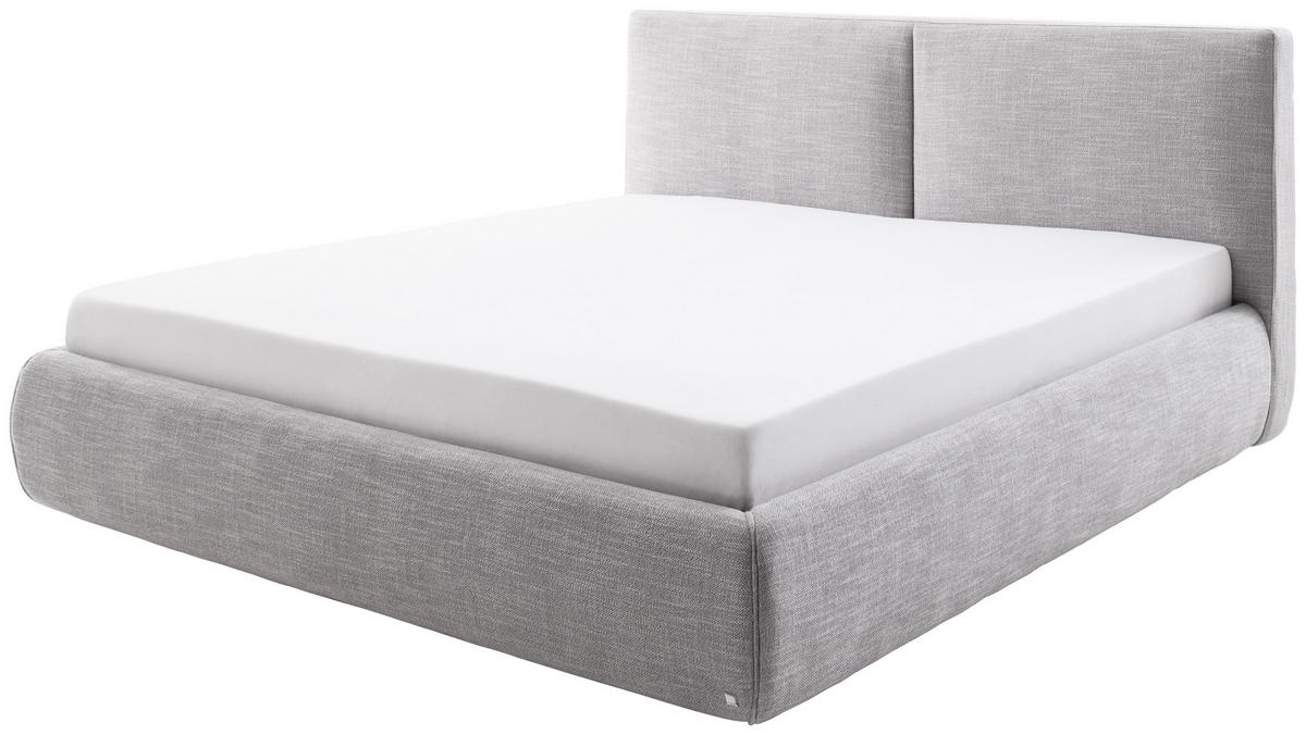 POLSTERBETT 180/200 cm  in Hellgrau  - Hellgrau/Naturfarben, Modern, Holz/Textil (180/200cm) - Livetastic