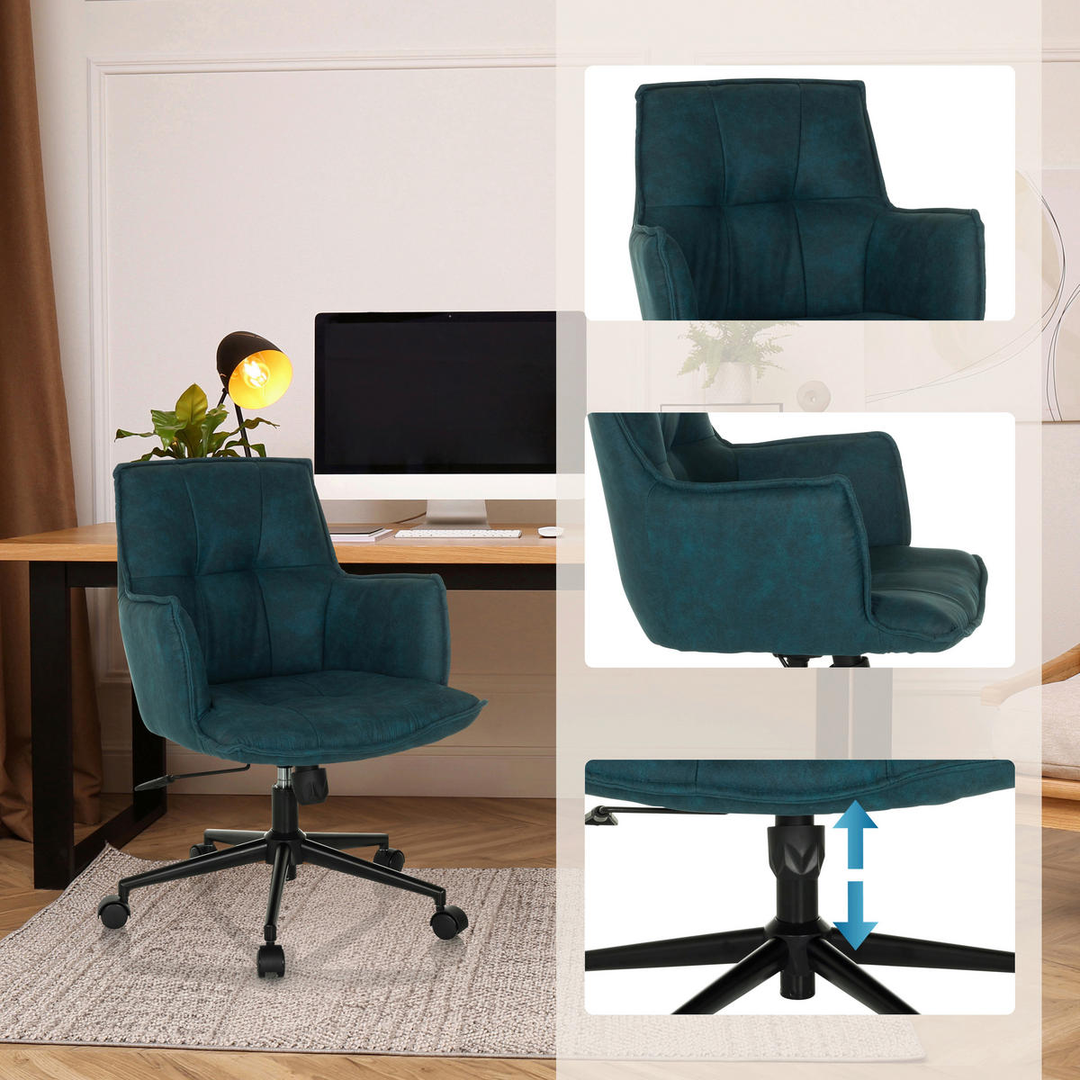 DREHSTUHL Dunkelblau  - Schwarz/Dunkelblau, MODERN, Kunststoff/Textil (54/85/70cm) - MID.YOU