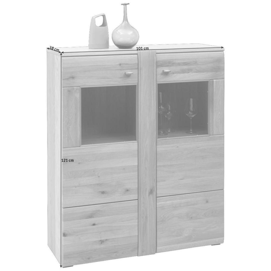 Thumbnail - Voleo Highboard Colorado, Eiche, Metall, Eiche, furniert,furniert, massiv,massiv, 6 Fächer, 101x121x38 cm, Beimöbel erhä...