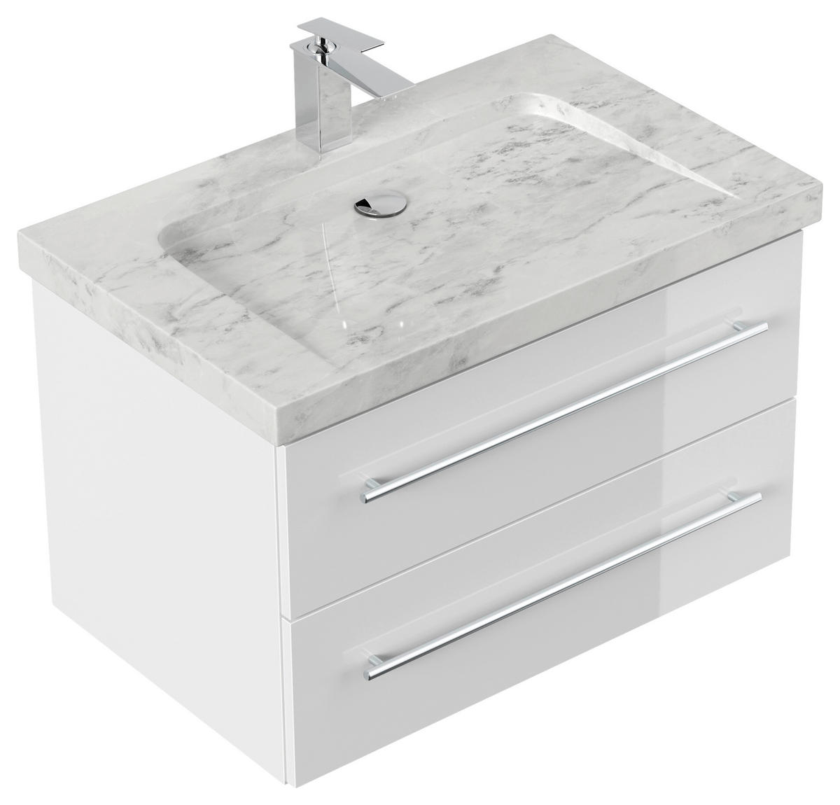 WASCHTISCHKOMBI 75 cm  - Weiß Hochglanz, Basics, Holzwerkstoff/Stein (75cm) - MID.YOU