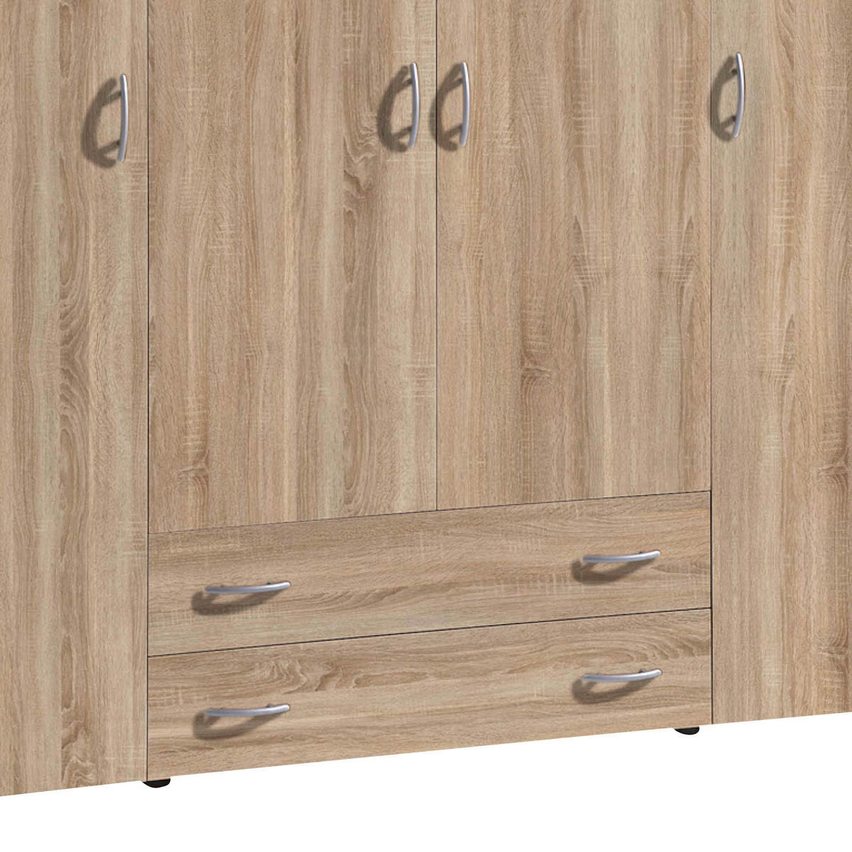 DREHTÜRENSCHRANK 161/176/53 cm 4-türig Eichefarben  - Eichefarben/Alufarben, KONVENTIONELL, Holzwerkstoff/Kunststoff (161/176/53cm) - P & B