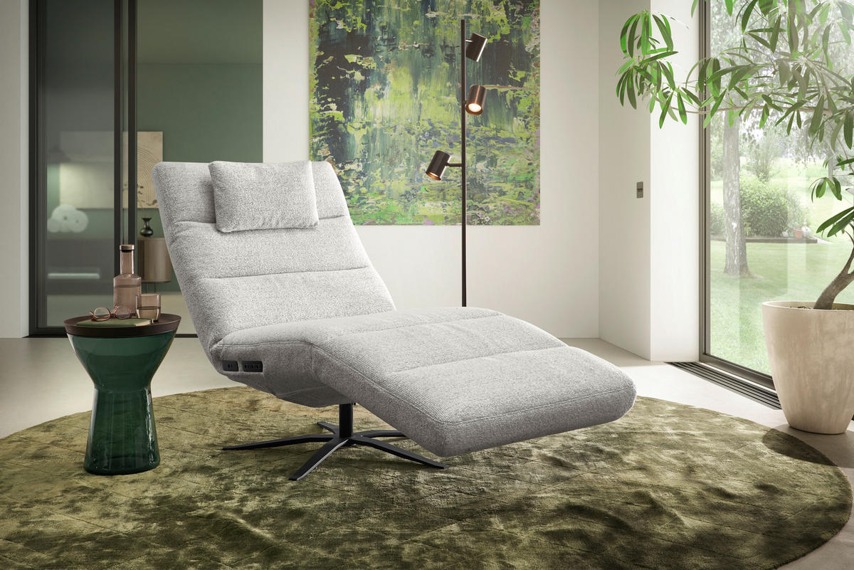 RELAXLIEGE inkl. Akku Flachgewebe Beige  - Beige/Schwarz, MODERN, Textil/Metall (82/53-115/156-206cm) - Pure Home Comfort