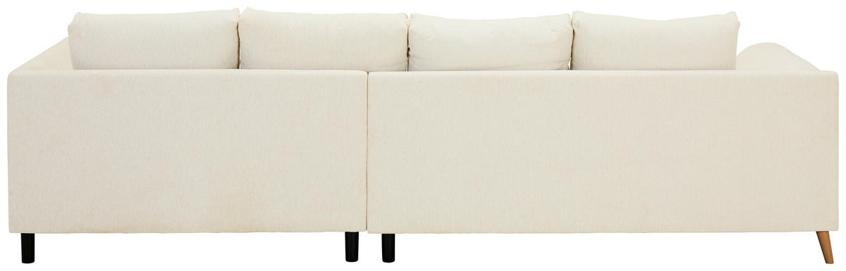 ECKSOFA in Flachgewebe Creme  306/202 cm  - Buchefarben/Creme, KONVENTIONELL, Holz/Textil (306/202cm) - Carryhome