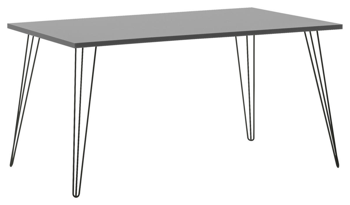 SCHREIBTISCH 160/80/74 cm  in Platinfarben  - Platinfarben/Schwarz, Design, Holzwerkstoff/Metall (160/80/74cm) - MID.YOU