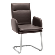 SCHWINGSTUHL in Metall, Leder Edelstahlfarben, Dunkelbraun - Edelstahlfarben/Dunkelbraun, Design, Leder/Metall (59,50/92,50/62cm) - Novel