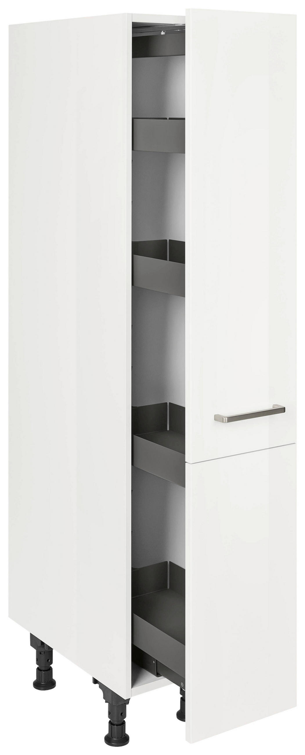 APOTHEKERSCHRANK 30/168/58 cm  in Weiß Hochglanz  - Edelstahlfarben/Weiß Hochglanz, MODERN, Holzwerkstoff/Metall (30/168/58cm) - Nobilia