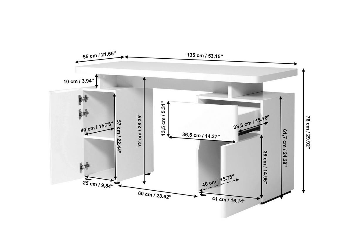 SCHREIBTISCH 135/55/76 cm  in Eichefarben  - Eichefarben, Modern, Holzwerkstoff (135/55/76cm) - MID.YOU