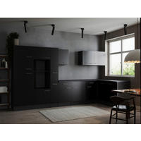 ECKKÜCHE 370/172 cm  in Grau, Schwarz  - Silberfarben/Schwarz, Design, Holzwerkstoff/Metall (370/172cm) - Respekta
