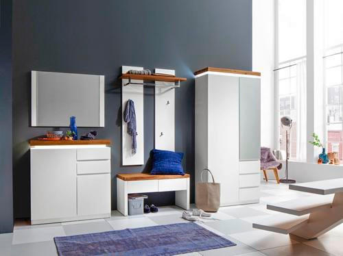 Thumbnail - Schuhschrank Romina, Weiß, Eiche, Holzwerkstoff, Asteiche,Eiche, massiv, 6 Fächer, 2 Schublade(n) Schubladen, 91x97x38 c...