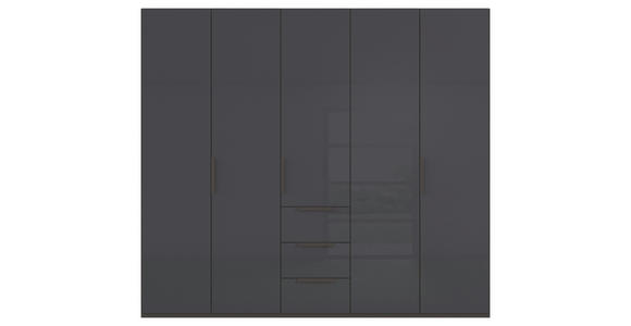 DREHTÜRENSCHRANK 251/223/61 cm,  in Graphitfarben, 5-türig  - Graphitfarben, Basics, Glas/Holzwerkstoff (251/223/61cm) - Novel
