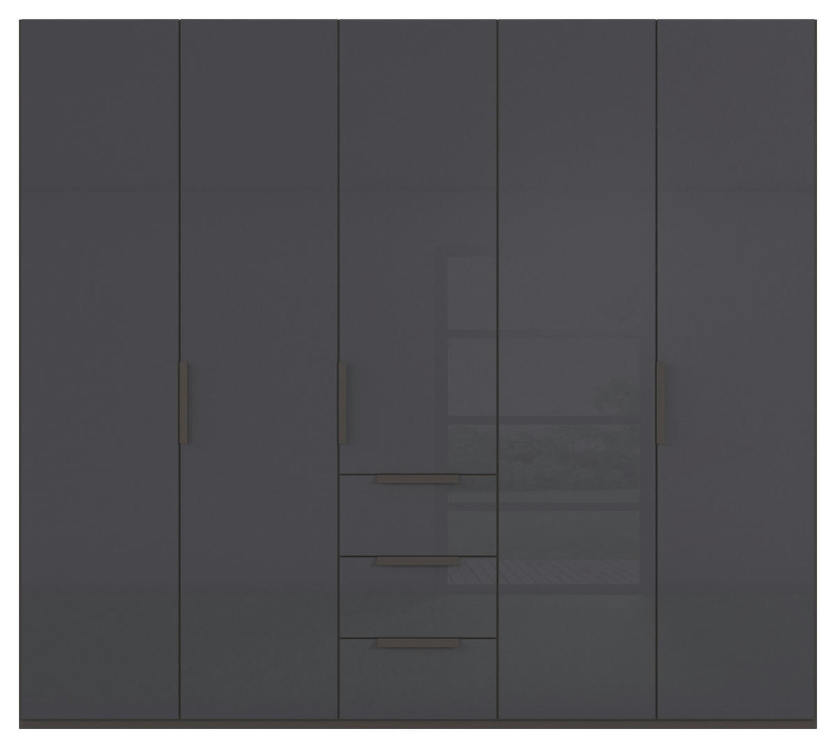 DREHTÜRENSCHRANK 251/223/61 cm,  in Graphitfarben, 5-türig  - Graphitfarben, Basics, Glas/Holzwerkstoff (251/223/61cm) - Novel