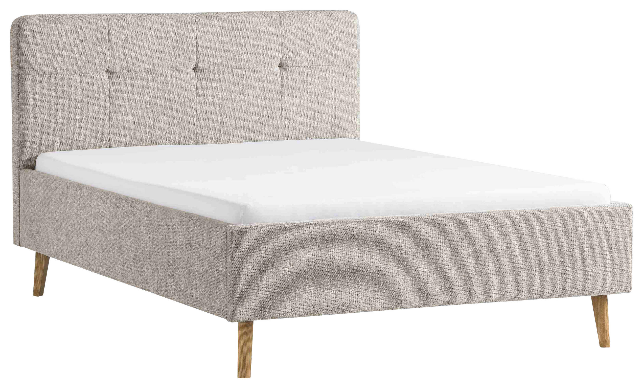 POLSTERBETT 140/200 cm, inkl.  in Taupe  - Taupe/Eichefarben, Basics, Holz/Textil (140/200cm) - Boxxx