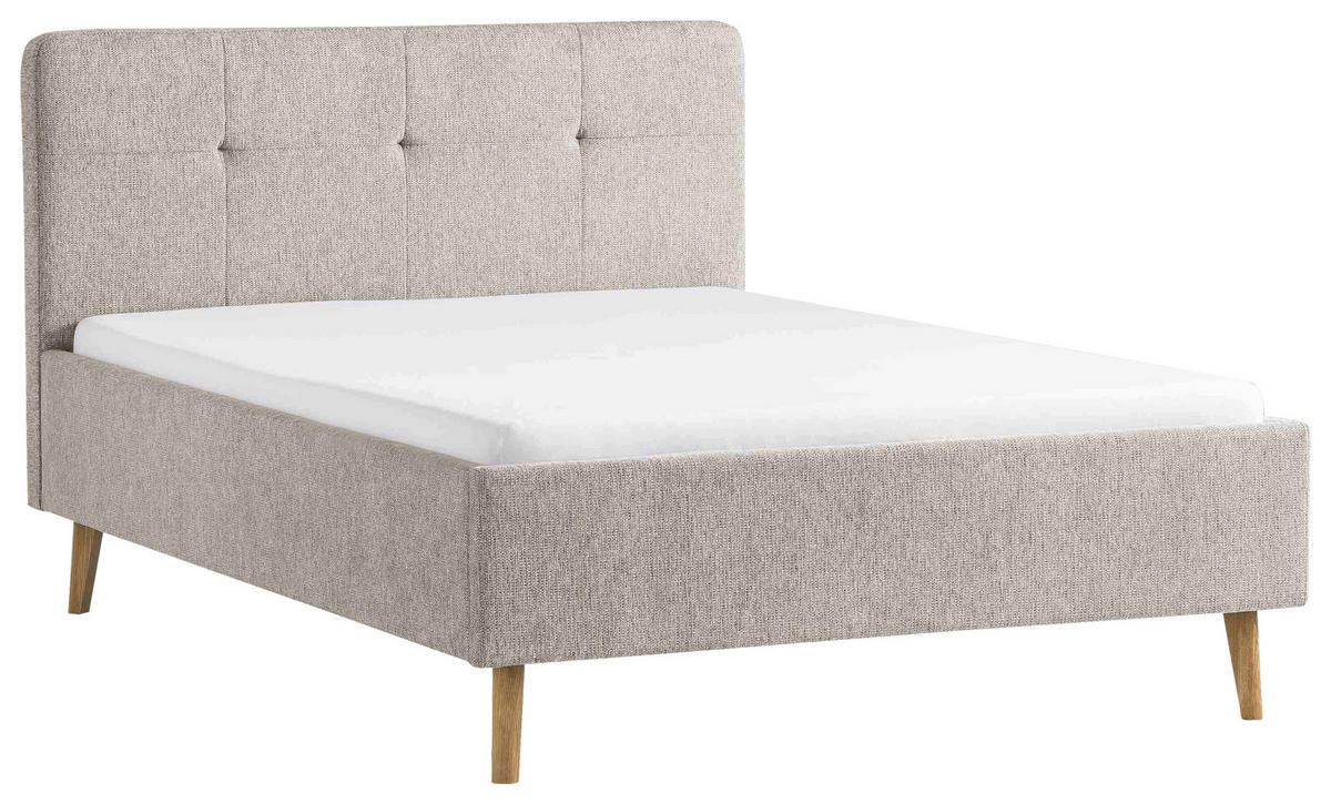 POLSTERBETT 140/200 cm, inkl.  in Taupe  - Taupe/Eichefarben, Basics, Holz/Textil (140/200cm) - Boxxx