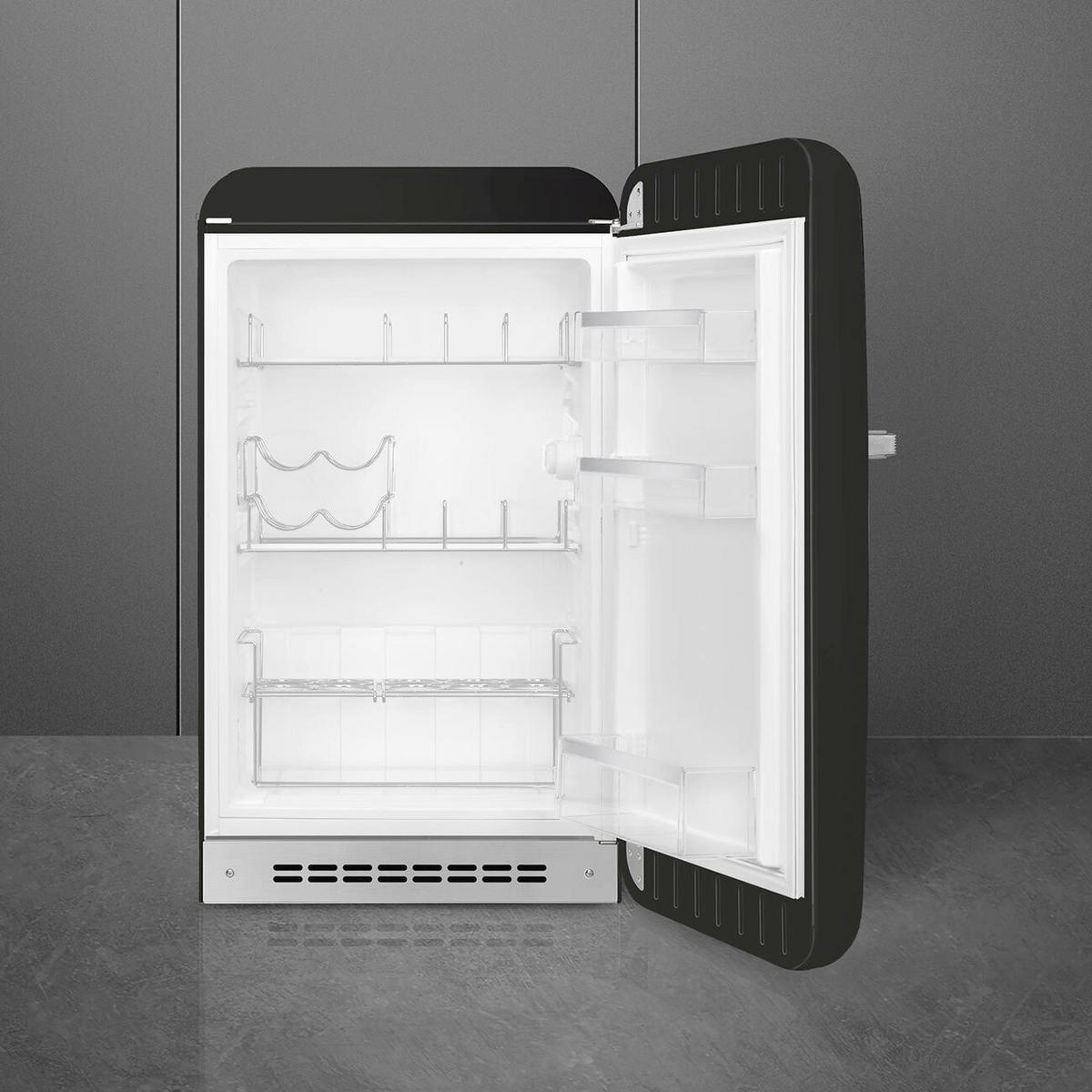 KÜHLSCHRANK 54.5/97.0/70.1 cm  - Schwarz Hochglanz, Trend, Metall (54.5/97.0/70.1cm) - SMEG
