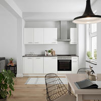 KÜCHENBLOCK Touch 240 cm  in Weiß, Schieferfarben  - Schieferfarben/Edelstahlfarben, MODERN, Holzwerkstoff/Metall (240cm) - Nobilia