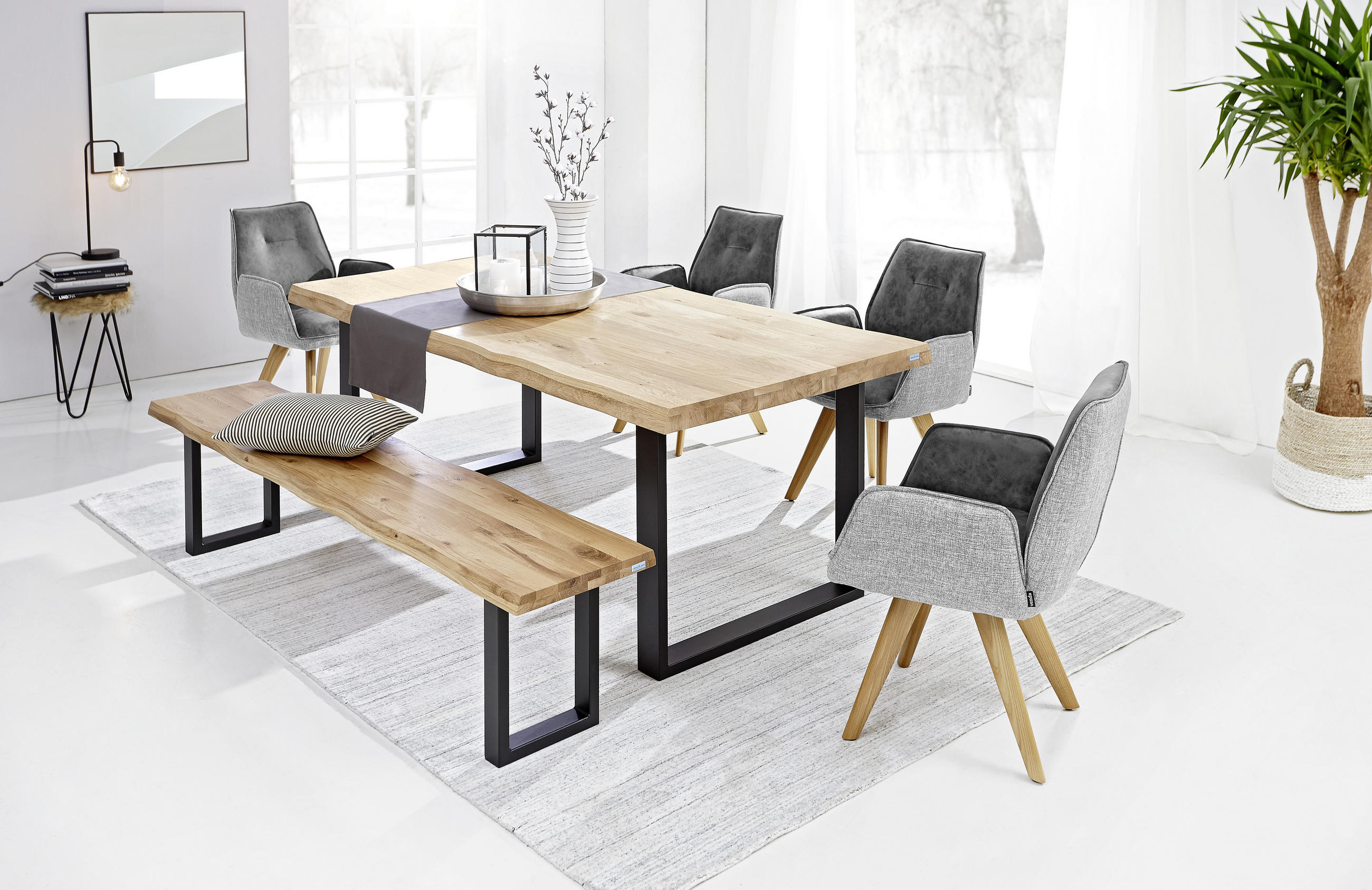 NASLANJAČ, les, tekstil siva - siva/barve hrasta, Design, tekstil/les (65/89/60cm) - Venda