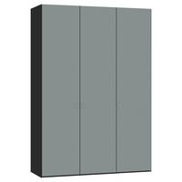 DREHTÜRENSCHRANK 152/220/40 cm,  in Salbeigrün, Schwarz, 3-türig  - Salbeigrün/Silberfarben, Design, Holzwerkstoff/Metall (152/220/40cm) - Jutzler