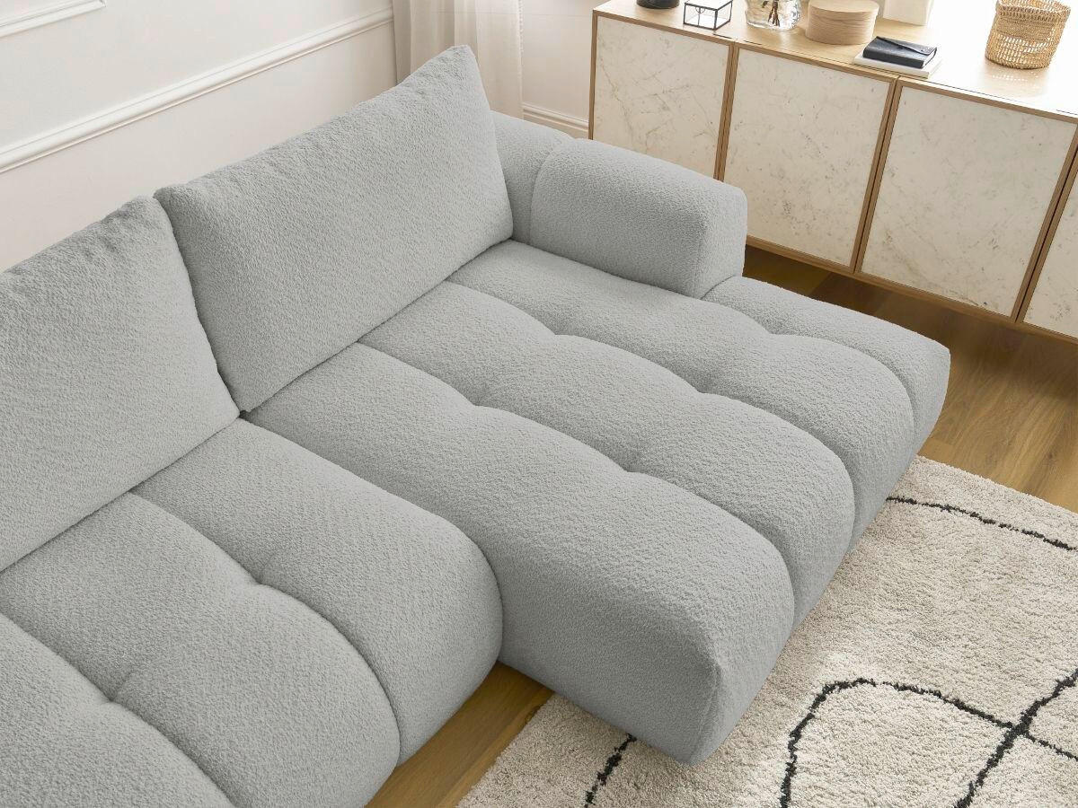 ECKSCHLAFSOFA FUJI Bouclé Hellgrau  inkl.  - Hellgrau/Schwarz, MODERN, Kunststoff/Textil (292/160cm)