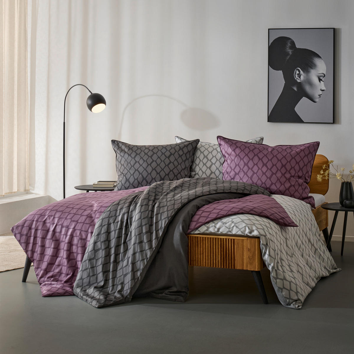 WENDEBETTWÄSCHE 2-teilig STRIPES DK Satin 140/200 cm  - Violett, Design, Textil (140/200cm) - Dieter Knoll