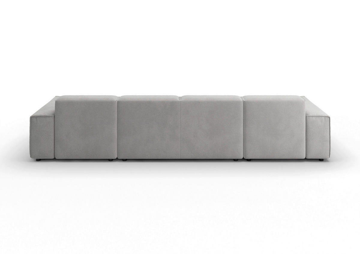 WOHNLANDSCHAFT Grau Cord  - Schwarz/Grau, MODERN, Kunststoff/Textil (189/340/189cm) - Pure Home Lifestyle