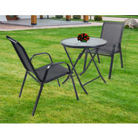 GARTENSET 3-teilig  - Anthrazit, MODERN, Glas/Metall - MID.YOU