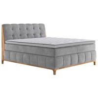 BOXSPRING-ÁGY 180/200 cm  ezüstszínű  - tölgyfa színű/ezüstszínű, Modern, faalapú anyag/textil (180/200cm) - MID.YOU