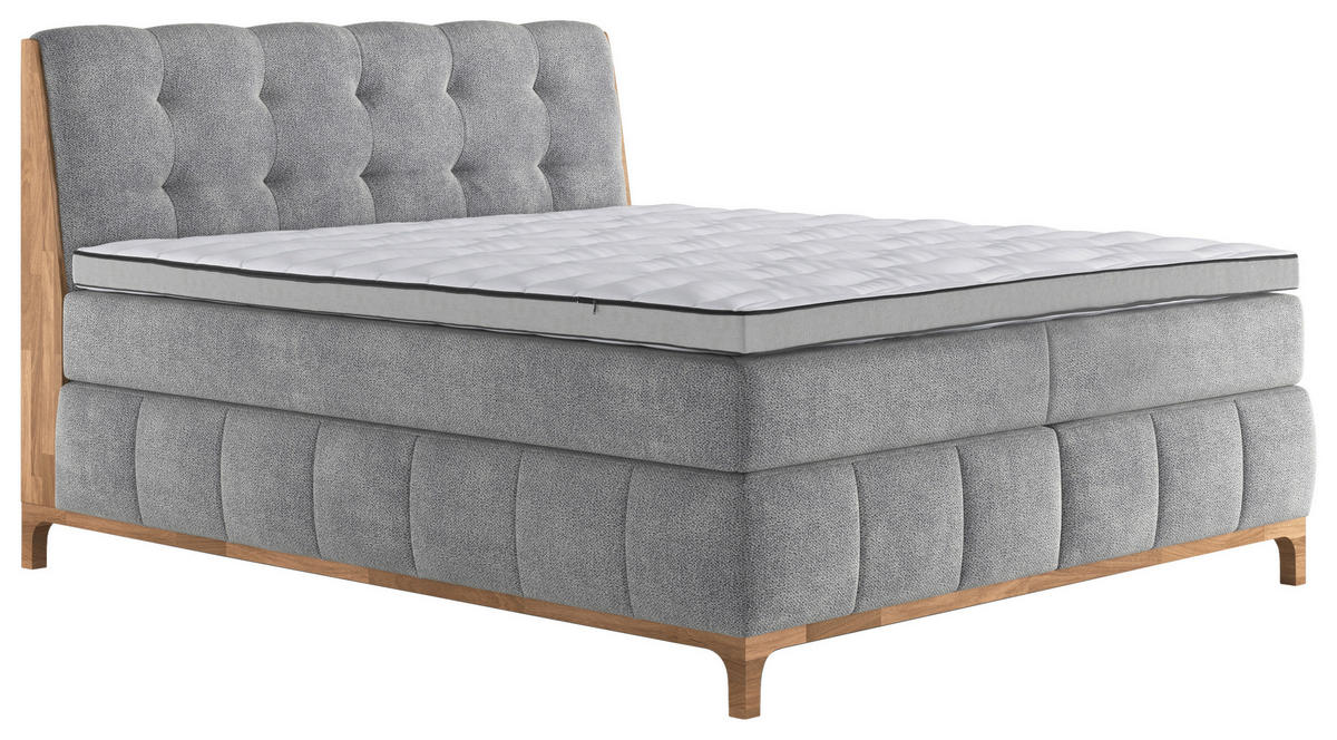 BOXSPRINGBETT 160/200 cm  in Silberfarben  - Eichefarben/Silberfarben, Modern, Holz/Holzwerkstoff (160/200cm) - MID.YOU