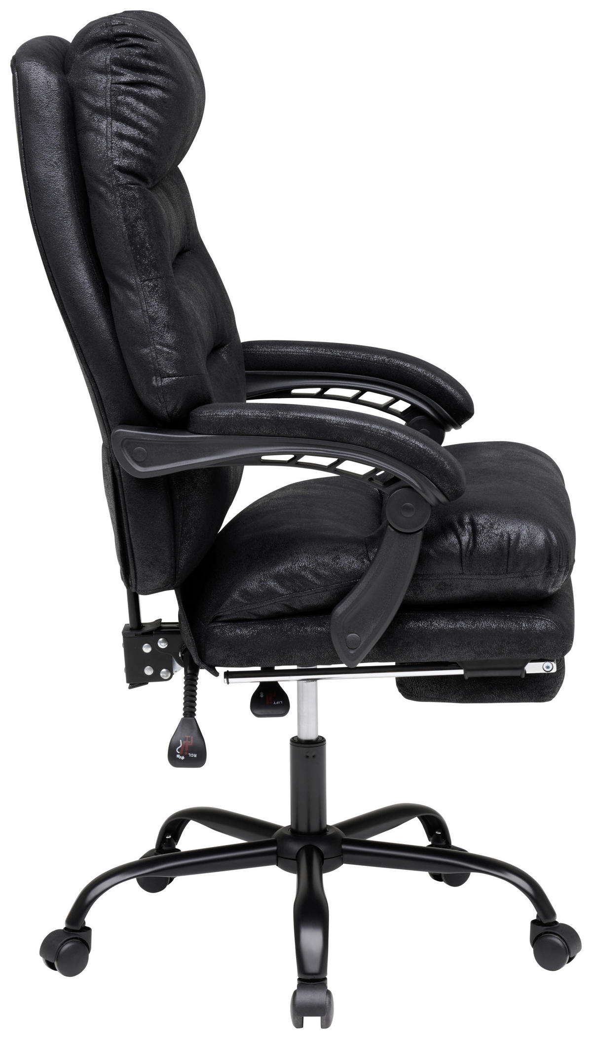 CHEFSESSEL Mikrofaser Schwarz  - Schwarz, Modern, Kunststoff/Textil (64/114/122/72cm) - MID.YOU