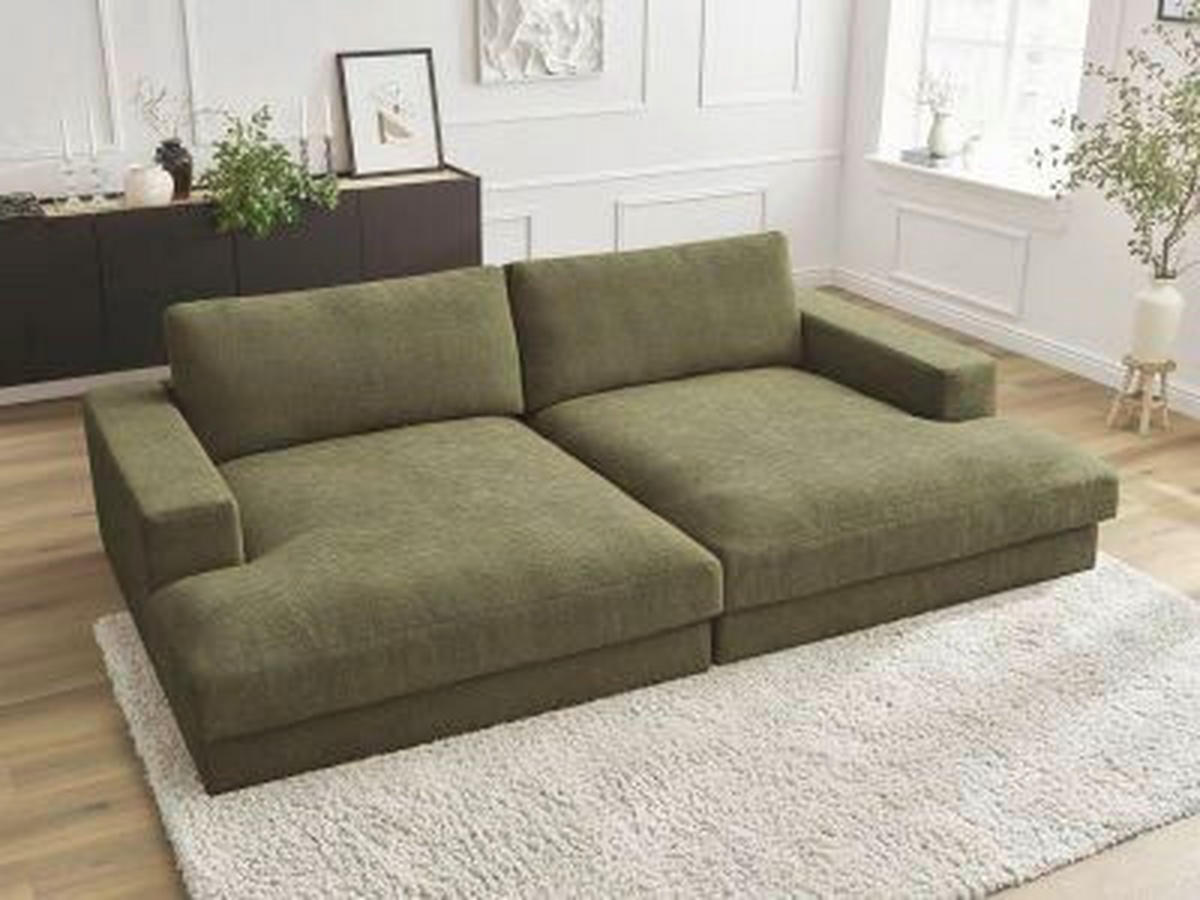 BIGSOFA LEONARD Struktur Grün  - Schwarz/Grün, MODERN, Kunststoff/Textil (274/77/159cm)
