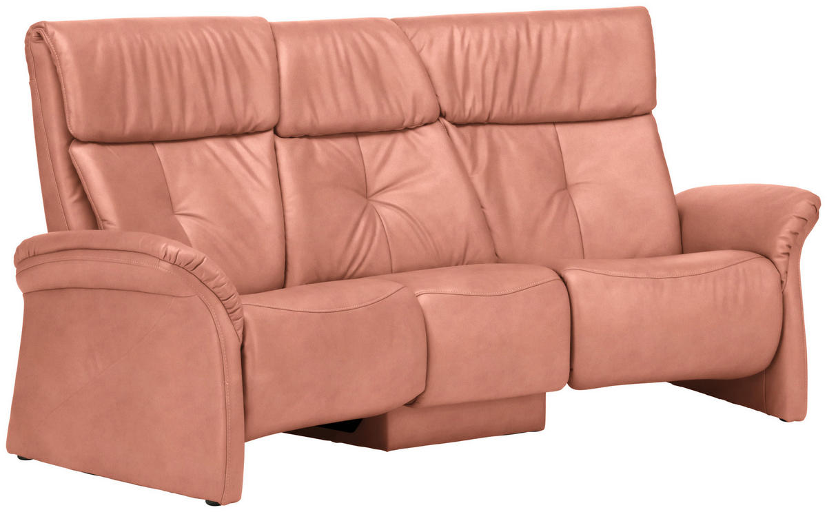 TRAPEZSOFA in Echtleder Koralle  - Koralle/Naturfarben, KONVENTIONELL, Leder/Holz (208/103/105cm) - Himolla Komfortklass