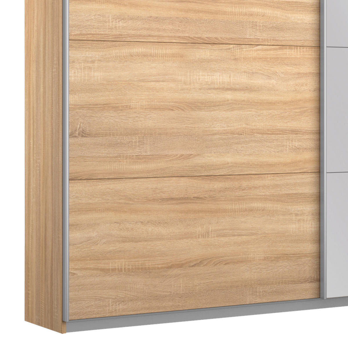 SCHWEBETÜRENSCHRANK  in Sonoma Eiche  - Alufarben/Sonoma Eiche, MODERN, Holzwerkstoff/Metall (226/230/62cm) - Rauch Möbel