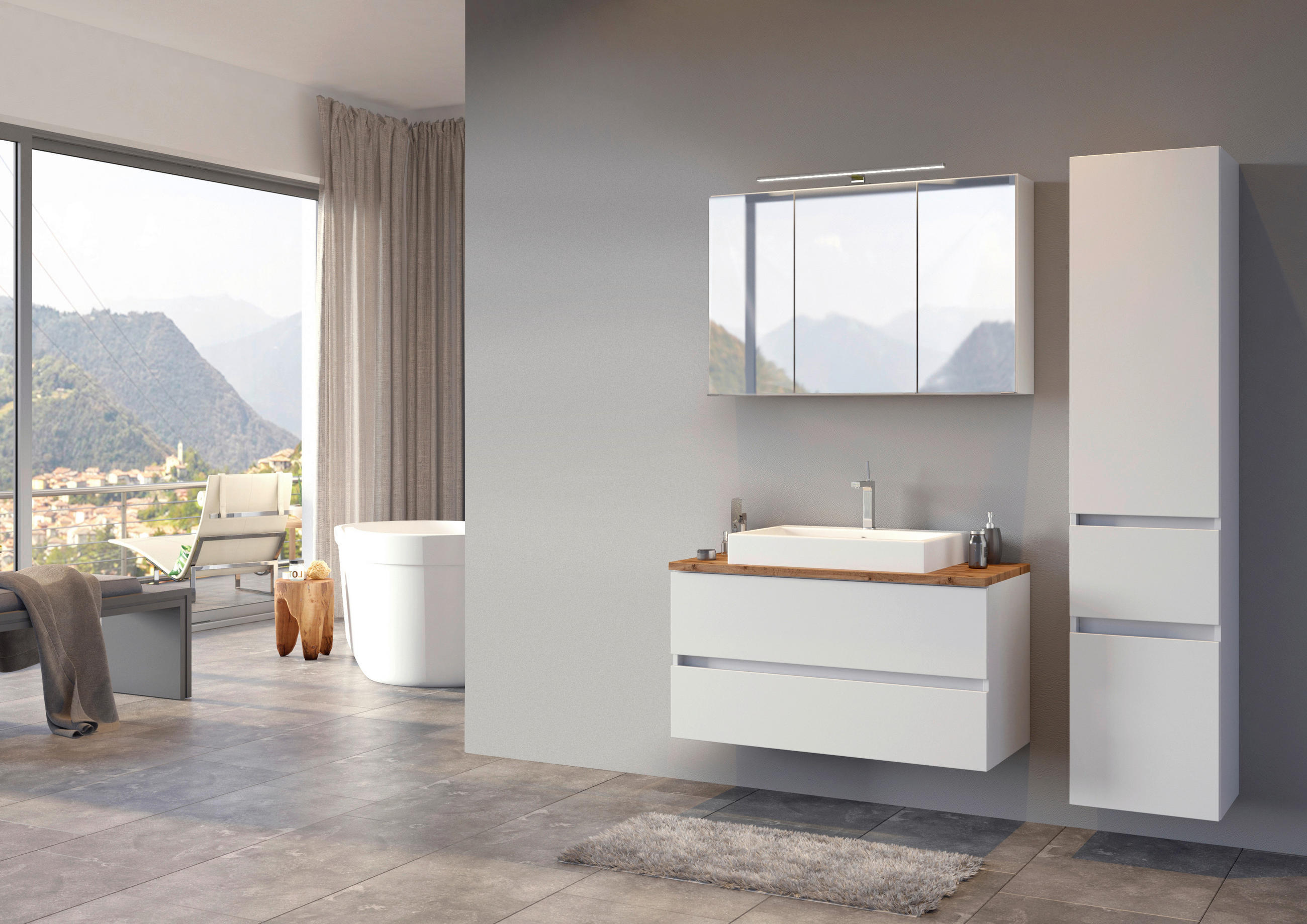 BADEZIMMER  in 100 cm  - Eichefarben/Weiß, Basics, Keramik/Holzwerkstoff (100cm) - Held