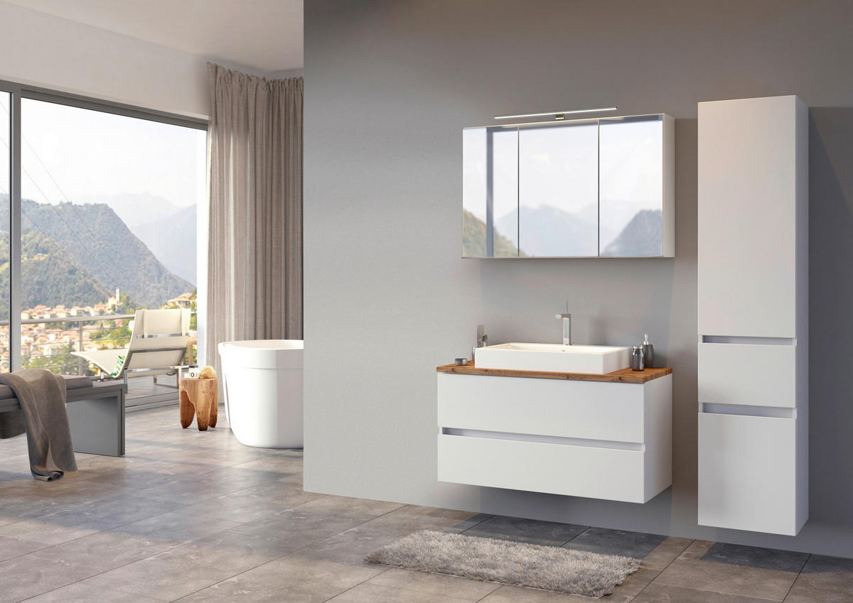 BADEZIMMER  in 100 cm  - Eichefarben/Weiß, Basics, Keramik/Holzwerkstoff (100cm) - Held