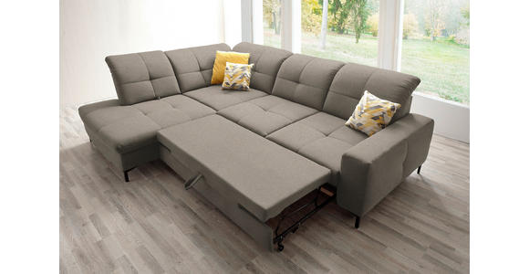 ECKSOFA in Chenille Hellbraun 240/308 cm - Hellbraun/Schwarz, Design, Textil/Metall (240/308cm) - Xora