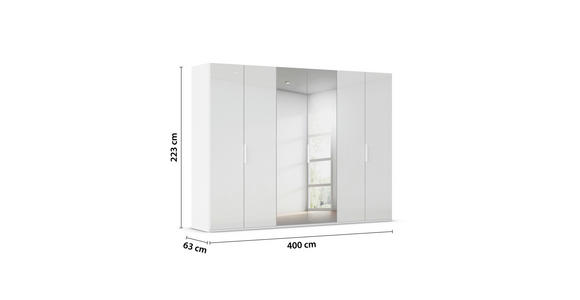 DREHTÜRENSCHRANK 301/223/61 cm,  in Weiß, 6-türig  - Weiß, Basics, Glas/Holzwerkstoff (301/223/61cm) - Novel