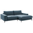 ECKSOFA in Velours Blaugrau  253/177 cm  - Blaugrau/Schwarz, Design, Textil/Metall (253/177cm) - Dieter Knoll