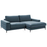 ECKSOFA in Velours Blaugrau  253/177 cm  - Blaugrau/Schwarz, Design, Textil/Metall (253/177cm) - Dieter Knoll
