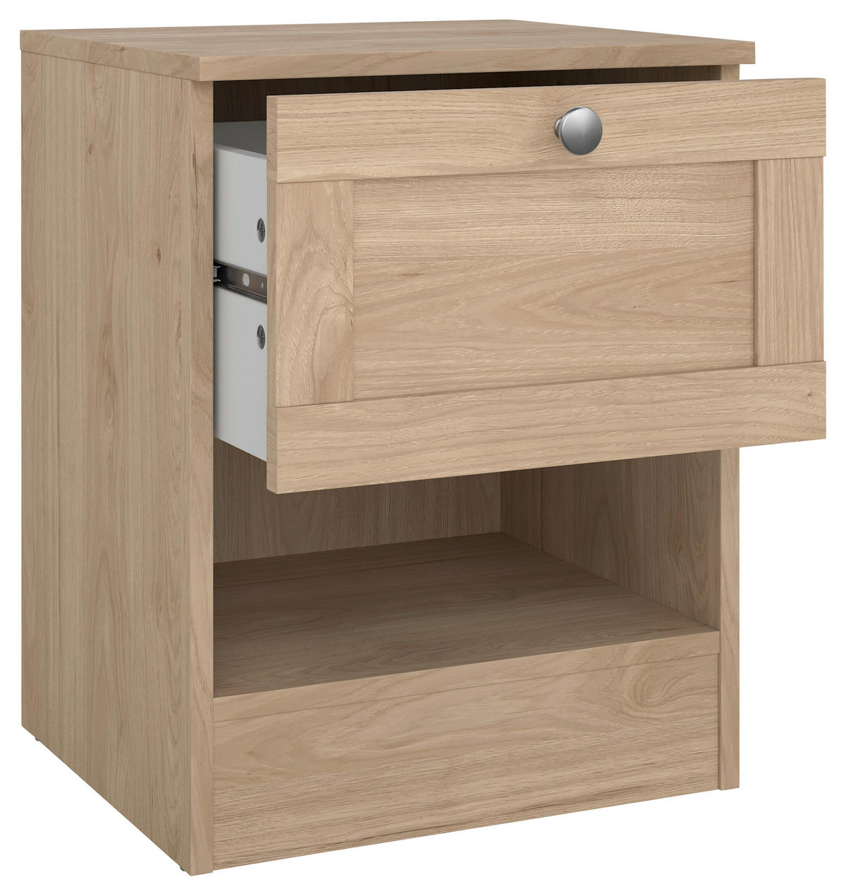 NACHTSCHRANK 40,2/51,2/36 cm  - Eichefarben/Silberfarben, MODERN, Holzwerkstoff/Metall (40,2/51,2/36cm) - MID.YOU