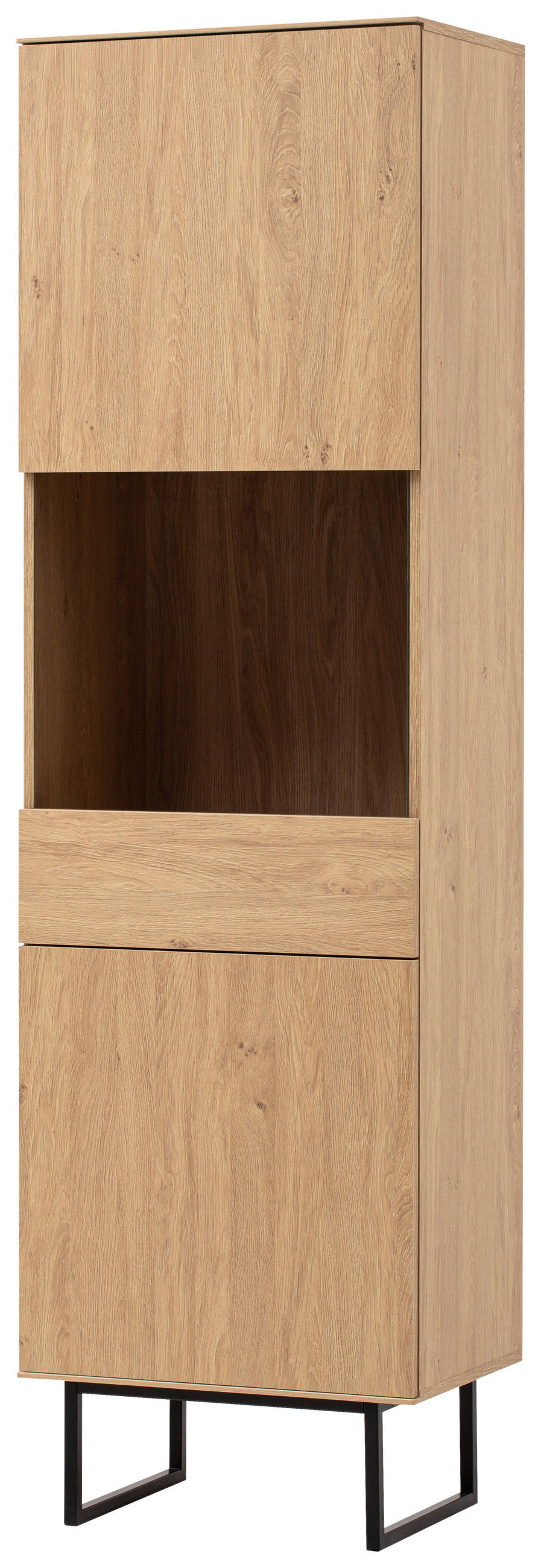 VITRINE in Eichefarben  - Eichefarben/Schwarz, Design, Glas/Holzwerkstoff (58/200/40cm) - Modante