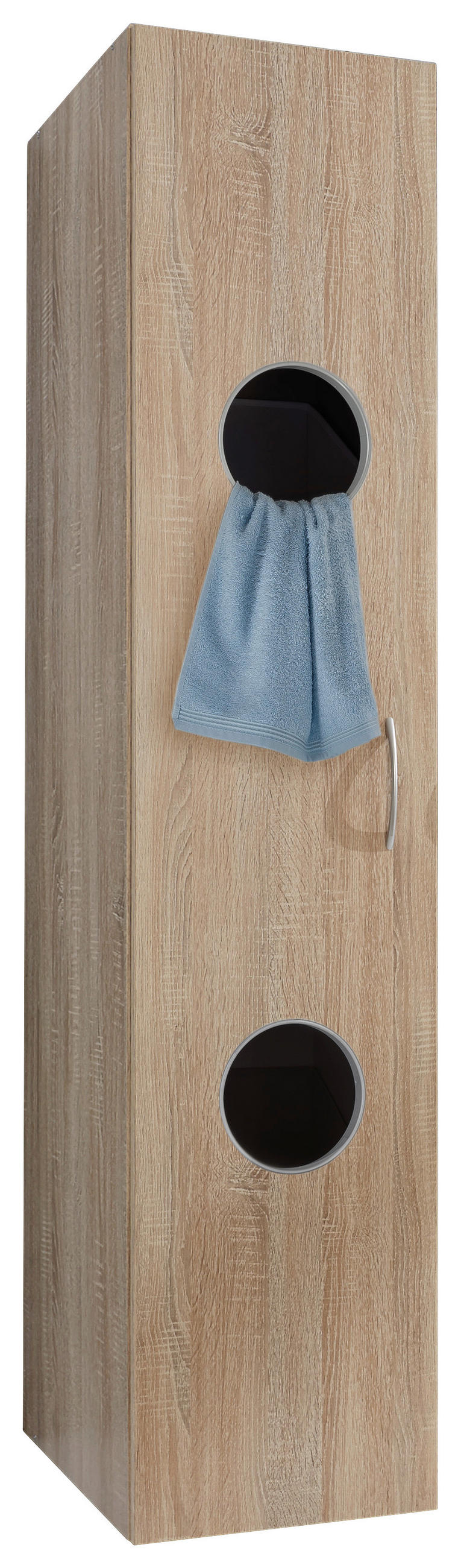 WÄSCHESCHRANK 40/185/40 cm  in Eichefarben  - Eichefarben/Alufarben, KONVENTIONELL, Holzwerkstoff/Kunststoff (40/185/40cm) - Xora