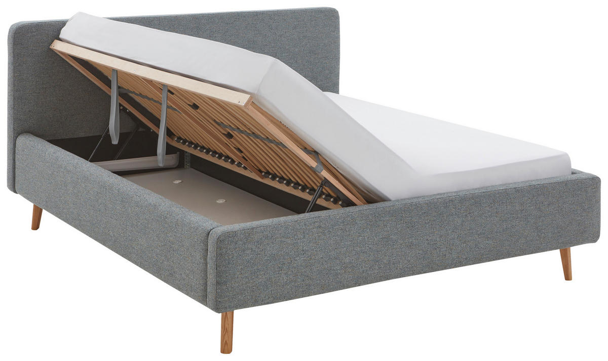 POLSTERBETT 160/200 cm  in Türkis  - Türkis/Eichefarben, Design, Holz/Textil (160/200cm) - MID.YOU