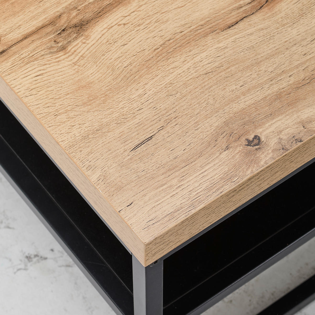 COUCHTISCH 50/50/40 cm quadratisch Naturfarben, Schwarz  - Schwarz/Naturfarben, Basics, Holzwerkstoff/Metall (50/50/40cm) - Carryhome