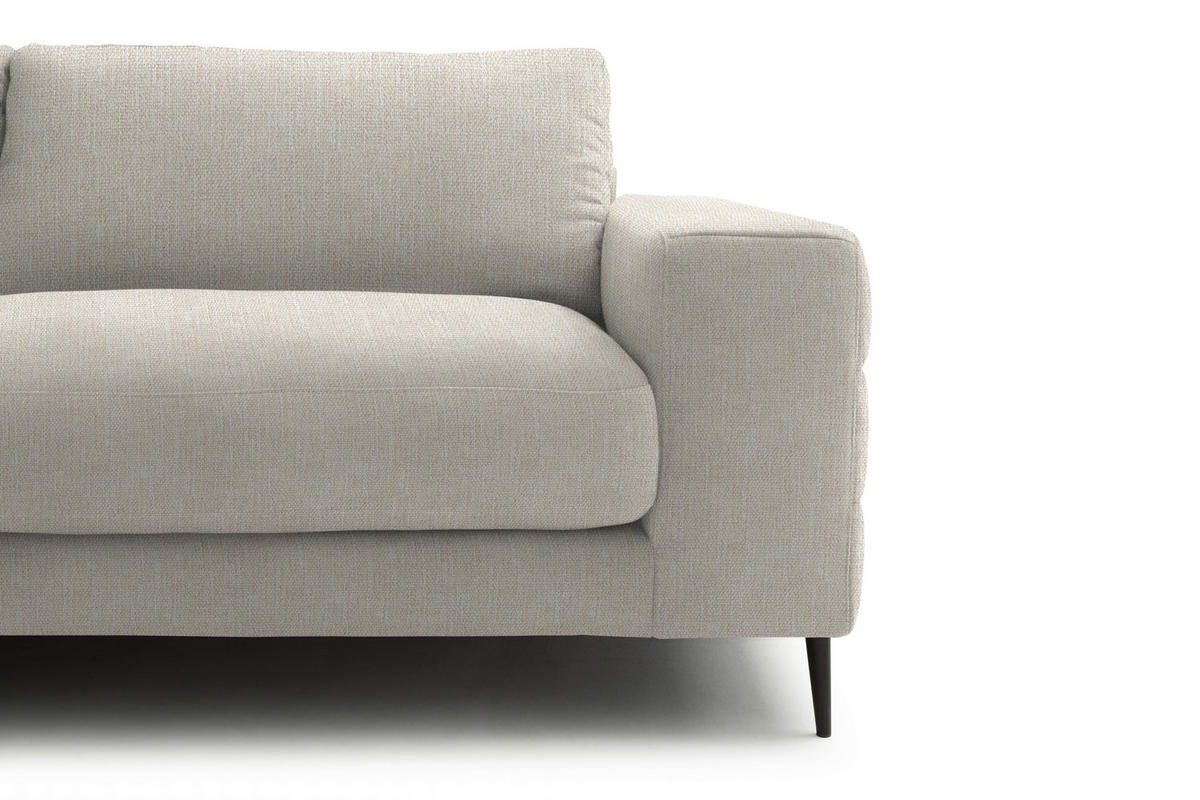 ECKSOFA in Flachgewebe Naturfarben  177/253 cm  - Schwarz/Naturfarben, Design, Textil/Metall (177/253cm) - Dieter Knoll