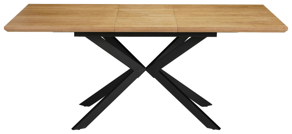 MATBORD svart, ekfärgad rektangulär  utdragbar  - svart/ekfärgad, Modern, metall/trämaterial (140-180/90/76cm) - Carryhome