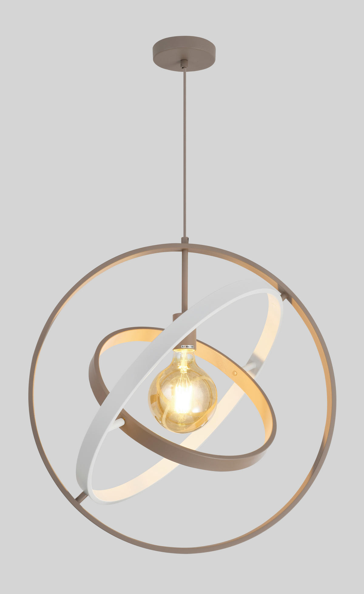 PENDELLEUCHTE Montpellier 55/150/49 cm  - Sandfarben/Weiß, Design, Kunststoff/Metall (55/150/49cm)
