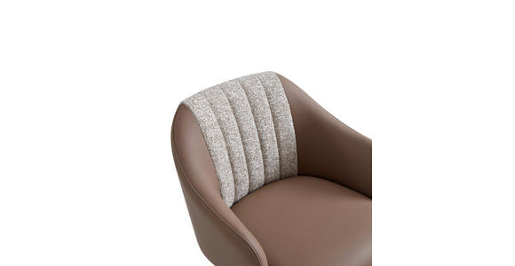 ARMLEHNSTUHL  Sitzfläche 360° drehbar, automatische Rückholfunktion Leinenoptik Echtleder  - Schwarz/Braun, Design, Leder/Textil (60/82/62cm) - Novel