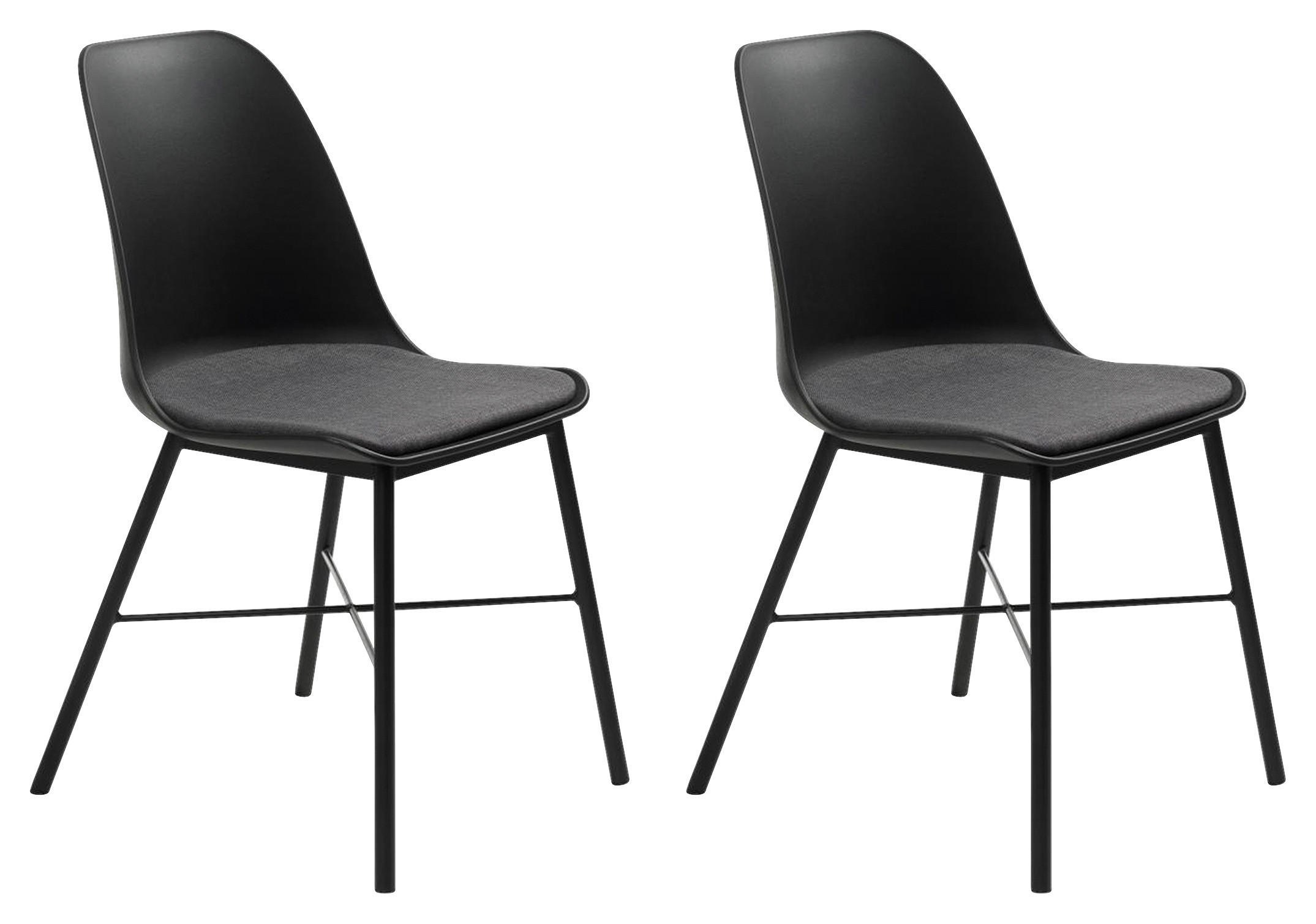 STUHL-SET 2 Stück  in matt  - Schwarz/Grau, MODERN, Kunststoff/Textil (47/83/54cm) - Livetastic