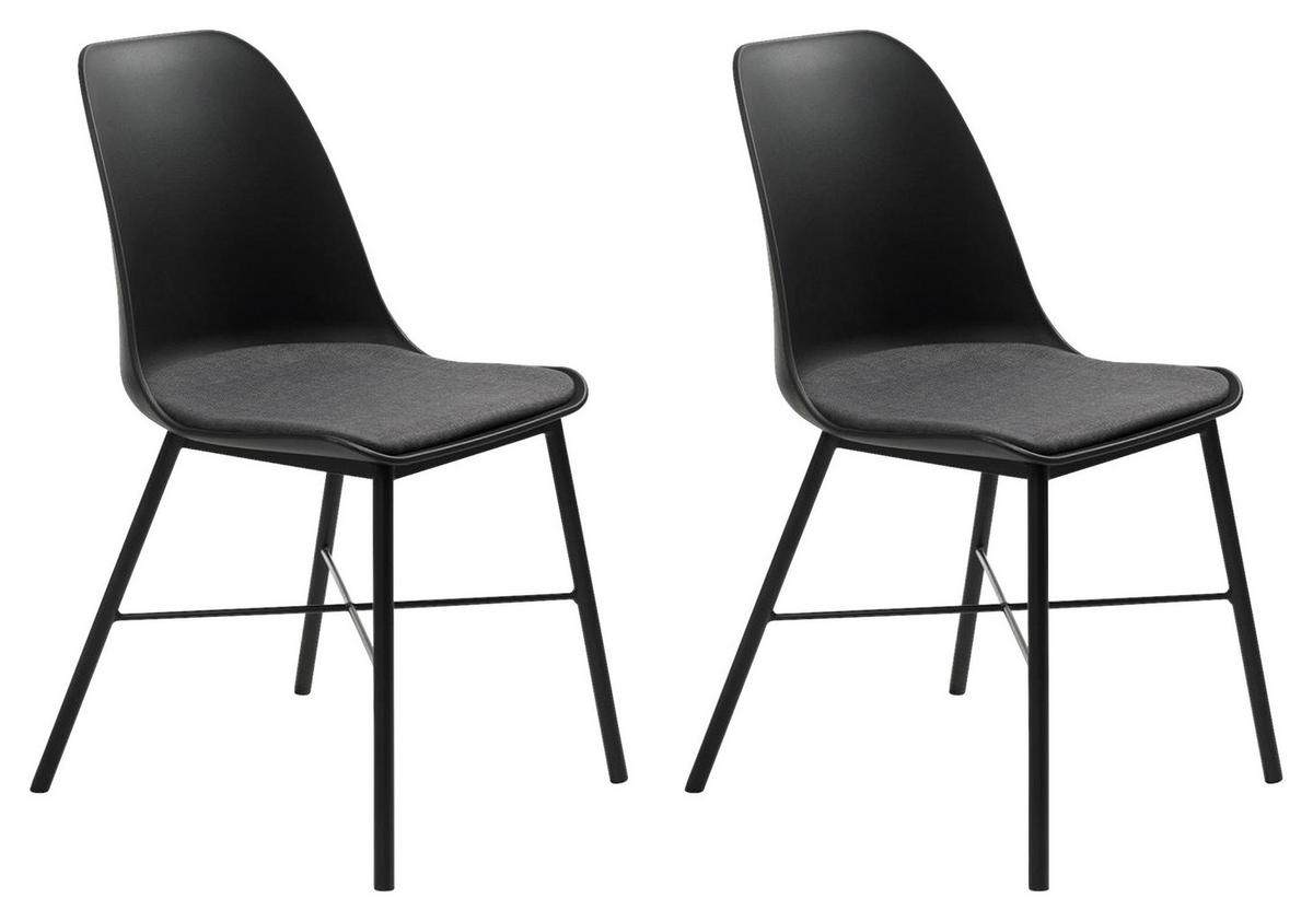 STUHL-SET 2 Stück  in matt  - Schwarz/Grau, MODERN, Kunststoff/Textil (47/83/54cm) - Livetastic